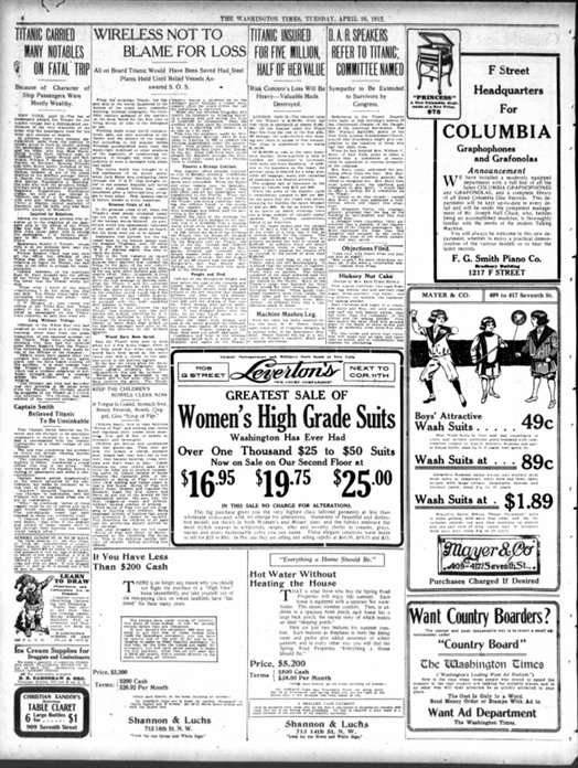 The Washington Times du 16/04/1912